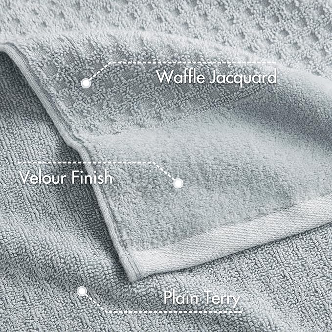 Madison Park Spa Waffle 100% Cotton Luxurious Towel Set, Premium Texture Waffle Weave, Highly Absorbent, Quick Dry, Hotel & Spa Quality Wash Clothes for Bathroom, Assorted Sizes, Blue 6 Piece