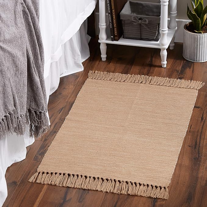 DII Woven Rugs Collection Ribbed Reversible Cotton, 2x3', Stone & Off-White