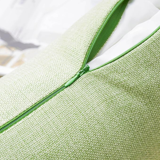 Home Brilliant Sage Green Pillow Covers Decor Textured Linen Throw Pillow Covers for Bed Couch Decor, 20x20 inch(50x50cm), Grass Green