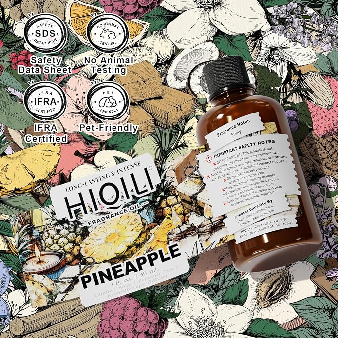 HIQILI Pineapple Fragrance Oil for Perfume & Body Product Making - 1 Fl Oz | Long-Lasting Scent for Essential Oil Diffuser, Soap, Bath Bomb, Candle Making, Bright Scents for Home, Car & Office