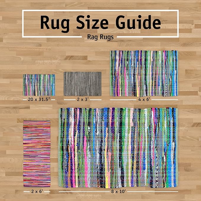 DII Chindi Home Collection Handwoven Multicolor Area Rag Rug, 20x31.5