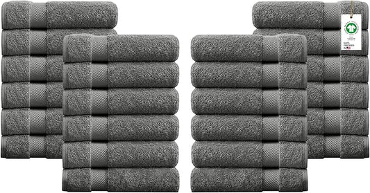 100% Organic Cotton Towels 650 GSM Plush Feather Touch Quick Dry Hand Towel, Pack of 24 GOTS Certified, Oeko-Tex Green Certified, Organic Cotton Hand Towel, 20"X30"