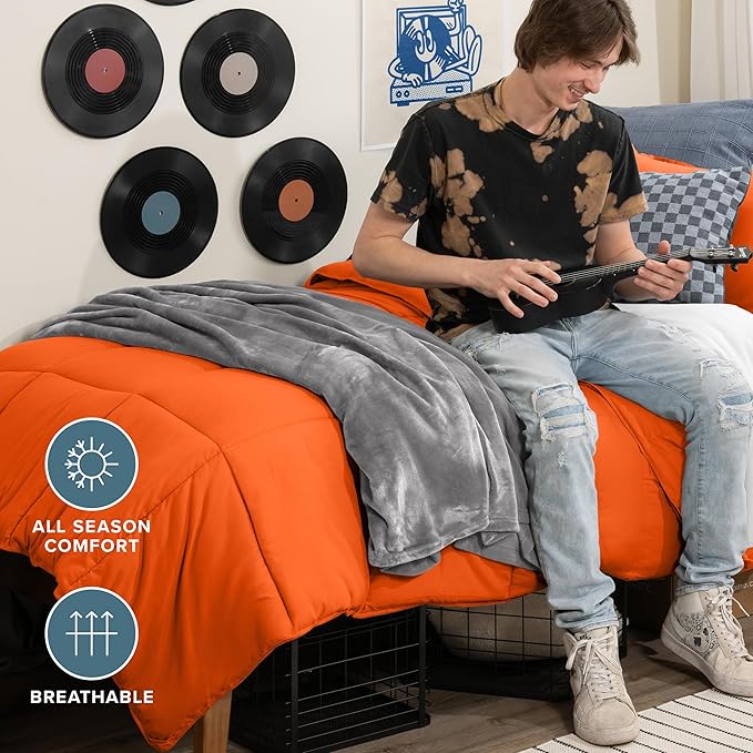 Bare Home Comforter Set - Twin/Twin Extra Long Size - Ultra-Soft - Goose Down Alternative - Premium 1800 Series - All Season Warmth (Twin/Twin XL, Orange)