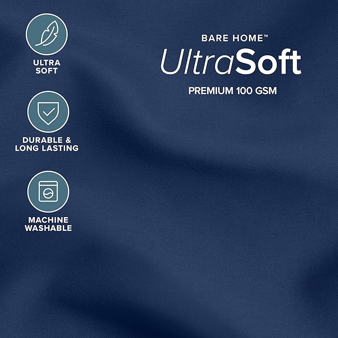 Bare Home Comforter Set - Queen Size - Ultra-Soft - Goose Down Alternative - Premium 1800 Series - All Season Warmth (Queen, Dark Blue)
