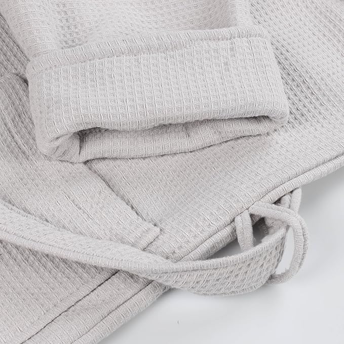 Superior Waffle Weave Cotton Unisex Bathrobe with Belt, Soft and Absorbent Robe for Men and Women Bath Essentials Robes