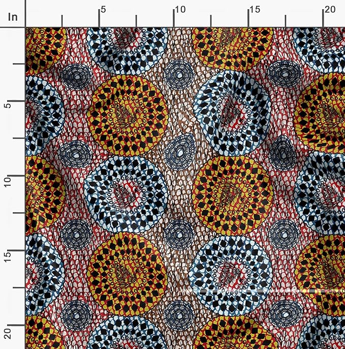Soimoi Heavyweight Cotton Poplin Fabric Material, Red - African Printed - 42" Inch Width, Natural Cotton Material for Quilt Making, Dresses, Skirts, Pajamas, Pillowcases, Tablecloths, Kurtis, 1 Yard