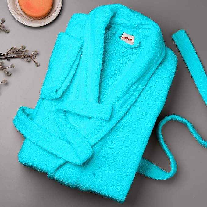 RIVERSIDE Premium 100% Cotton Terry Bathrobe For Women and Men - Soft Towel Robes with Shawl Collar Ajdustable Belt & Pockets