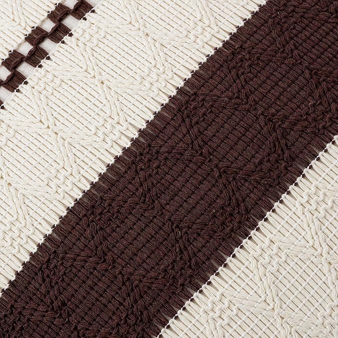 Fancy Homi Set of 2 Boho Brown Long Lumbar Decorative Throw Pillow Cover 12x24 Inch for Couch Bed Sofa Chair, Modern Organic Farmhouse Home Decor, Soft Cotton Cute Accent Rectangle Cushion Case
