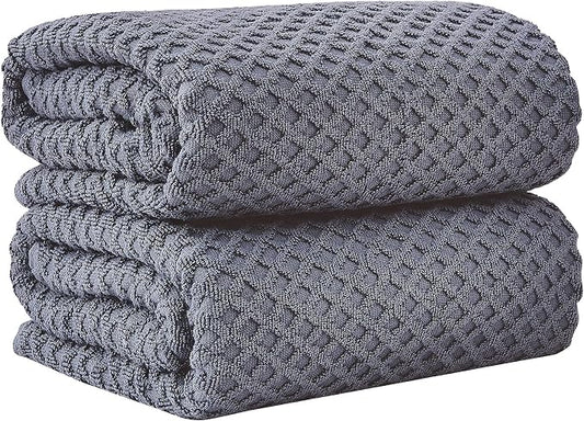 Great Bay Home Oversized Bath Sheets - 100% Cotton 2 Pack 68x35 Extra Large Towel - Absorbent, Durable, Quick-Dry Towels for Bathroom (Chambray Blue)