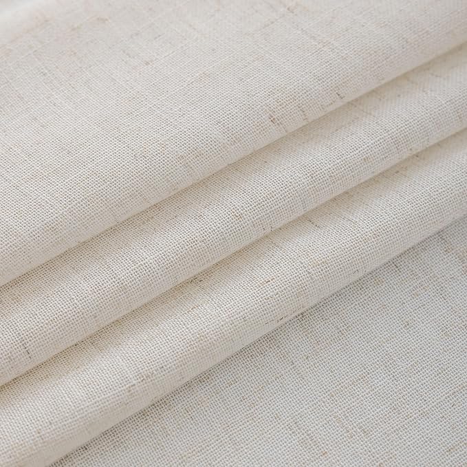 Natural Linen Semi Sheer Curtains Tab Top Light Filtering Elegant Curtains & Drapes for Living Room (Natural, 52" W x 84" L, Pack of 2)