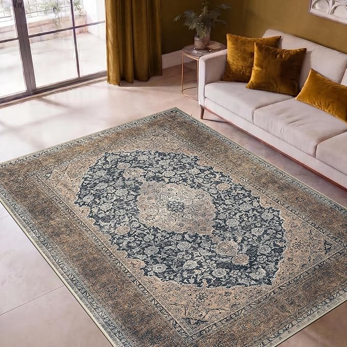 Keen Home Design 3x5 Rug - Machine Washable Entry Rug with Non-Slip Backing, Ideal for Enteryway, Kitchen, Bathroom, Laundry Room - Vintage, Easy Clean, Durable, Low Pile Rug - (3' x 5')