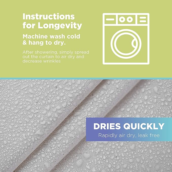 Organic Cotton Shower Curtain Liner - Durable and Breathable Standard Stall Size Shower Curtain - A Stylish Quality Bathroom Drape for Master Bath Tubs, Guest Bathrooms and Dorms - 36"x74", Natural