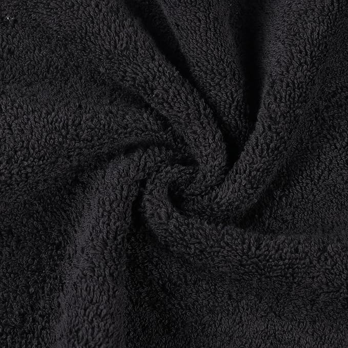 Superior 100% Organic Cotton 3-Piece Towel Set, Includes 1 Bath Towel, 1 Hand Towel, 1 Face Towel/Washcloth, Daily Use, Bathroom, Guest Bath, Absorbent, Home Essentials, Oregon Collection, Black