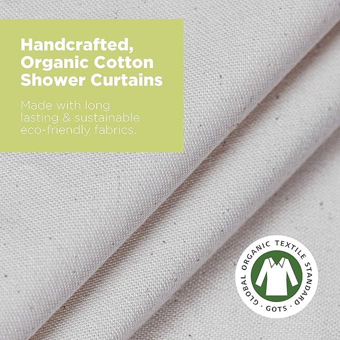 Organic Cotton Shower Curtain Liner - Durable and Breathable Wide Stall Size Shower Curtain - A Stylish Quality Bathroom Drape for Master Bath Tubs, Guest Bathrooms and Dorms - 54"x74", Natural