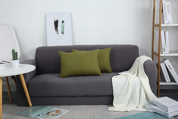 TangDepot 100% Cotton Solid Throw Pillow Cover 12x20 Olive Green | 100% cotton, same-color zip, machine wash & air dry. For living room, bedroom, office, car. 42 colors, 120 sizes. Cover only.