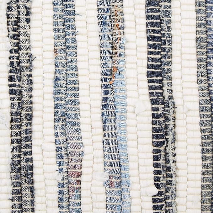 DII Chindi Home Collection Handwoven Multicolor Area Rag Run, 2x3', Denim