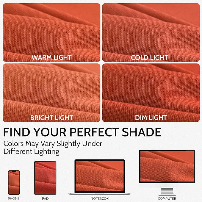 Nanspring Bright Orange Linen Blend Light Filtering Back Tab Curtains 102 Inches Long, Semi Sheer Privacy Drapes for Living Room & Bedroom, 52x102 inch, 2 Panels