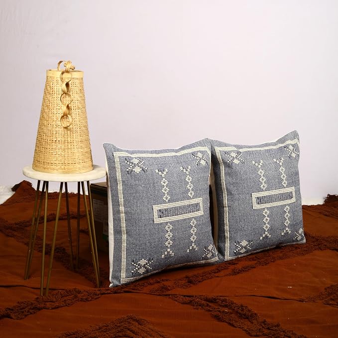 Trade Star Decorative Cushion Cases 100% Cotton Kilim Sabra Throw Pillow Cover Handloomed Rug Handwoven Pillowcase 18x18 Inches Set of 2 Cotton Cushion Covers