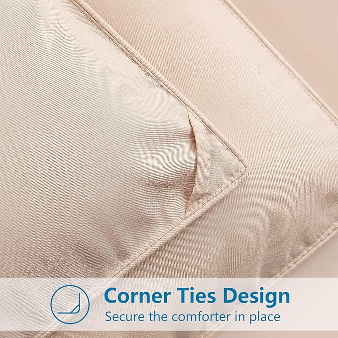 EASELAND Oversized King Down Alternative Comforter - Quilted Duvet Insert for All Seasons, Soft Lightweight with Corner Tabs, Summer Winter Warm Bedding, Beige 98x116 Inches