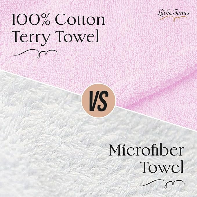 Lili&James 100% Cotton Hair Towel Wrap for Women & Kids – 420 GSM Quick Dry Hair Turban with Double Button Loop, Anti Frizz Non Microfiber Hair Drying Towel for Curly, Long & Thick Hair (Lilac)