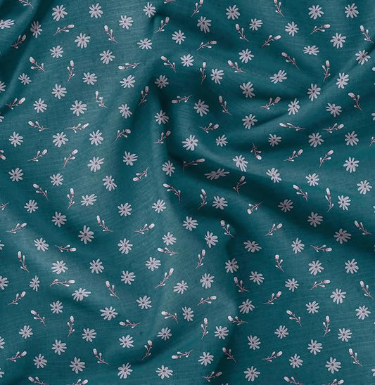 Soimoi Silky Satin Fabric Material, 1 Yard - 42" Inch Width, Green - Floral Print - Soft Shiny Fabric for Dress, Pillowcases, Pajamas, Evening Dress, DIY