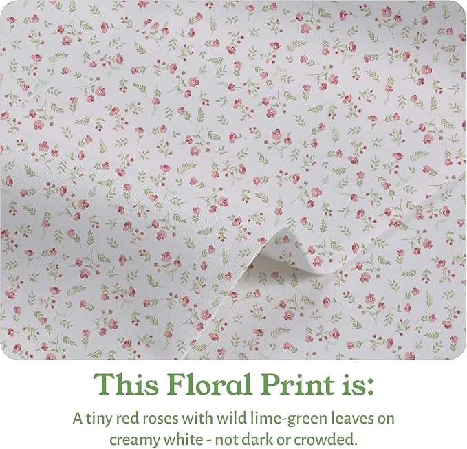 California Design Den Twin Floral Sheet Set, 100% Organic Cotton Percale Sheets, Deep Pocket Twin Sheets & Pillowcase Set - Floral