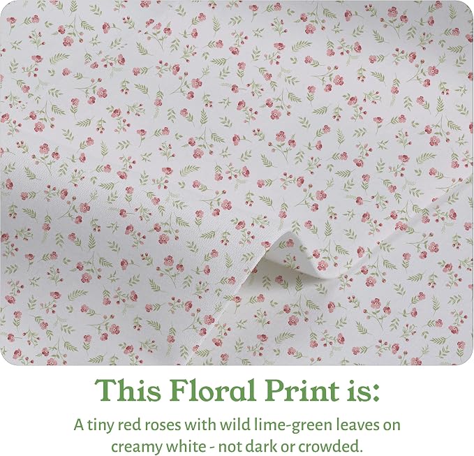 California Design Den Queen Sheet Set Floral, 100% Organic Cotton Percale Sheets, Deep Pocket Queen Sheets & Pillowcase Set - Floral