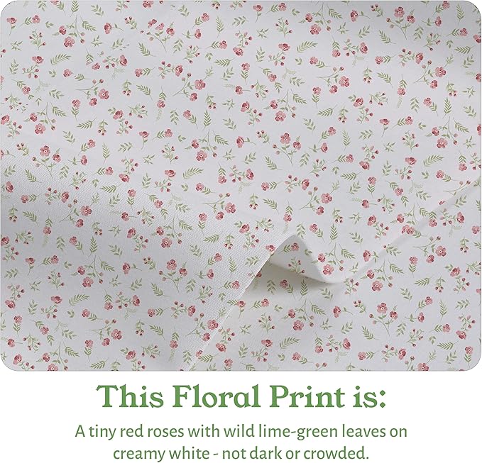 California Design Den King Floral Sheet Set, 100% Organic Cotton Percale Sheets, Deep Pocket King Sheets & Pillowcase Set - Floral