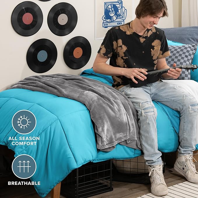 Bare Home Comforter Set - Twin/Twin Extra Long Size - Ultra-Soft - Goose Down Alternative - Premium 1800 Series - All Season Warmth (Twin/Twin XL, Aqua)