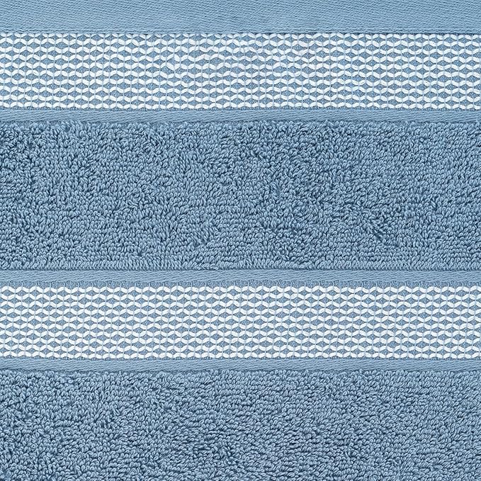 CASA COPENHAGEN Solitaire 6Pcs 100% Egyptian Cotton Large Designer Towels Gift Set- Powder Blue, 600GSM, 2Bath 2Hand 2Washcloths, Bath Towels for Bathroom Set for Women & Men