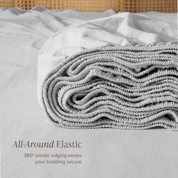Bare Home 100% Organic Cotton Jersey Fitted Sheet - King Size - Ultra Soft - Deep Pocket Fitted Sheet - 100% Cotton - Ring Spun Yarns (King, Cloud Grey)