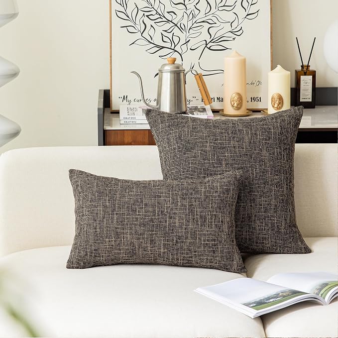 Kevin Textile Linen European Throw Pillow Sham Super Soft Star Cushion Cover for Bench, 20"x20" (50x50cm), Black Gold