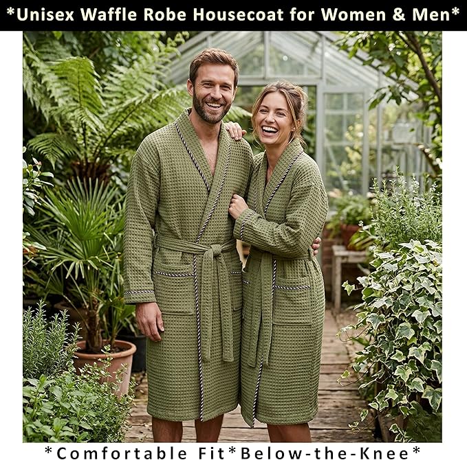 PÜSKÜL Luxury Waffle Robe for Women & Men - Natural 100% Turkish Cotton Bathrobe - Housecoat Womens & Housecoat Mens