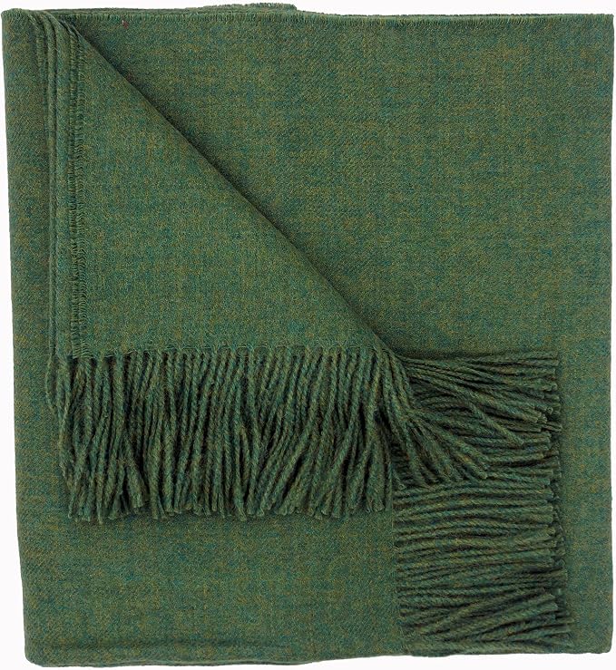 100% Baby Alpaca Throw Blanket, Our Solid Color Throw/Afghan, Lime Green with Yellow Flecks