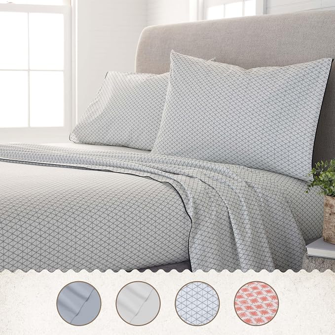 Martex EcoPure King Size Sheet Set, Grey | 100% Organic Cotton, Comfort Washed, Cooling, Deep Pocket, GOTS Certified