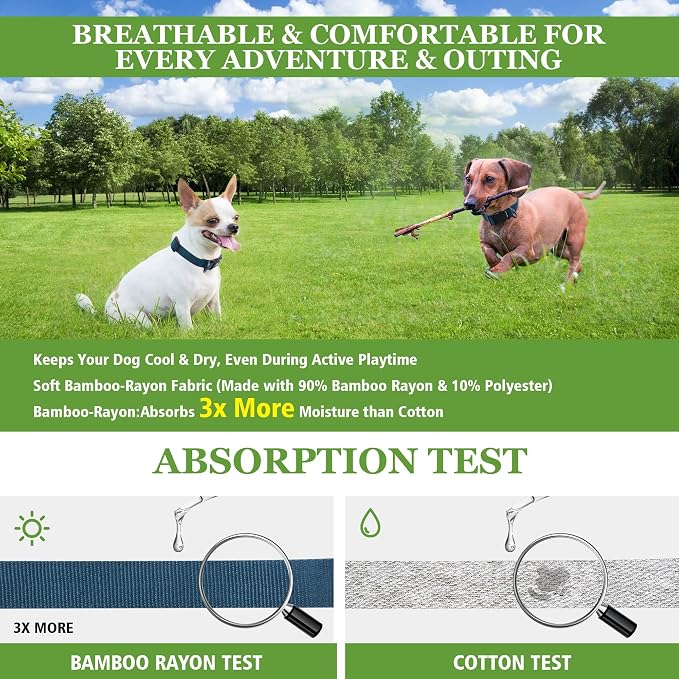 Blue Dog Collar for Small Dogs, Breathable, Anti-Odor & Soft, Comfortable for Sensitive Skin Puppies, 90% Bamboo Rayon, Adjustable Quick-Release Buckle Pet Collar for Chihuahuas Frenchie