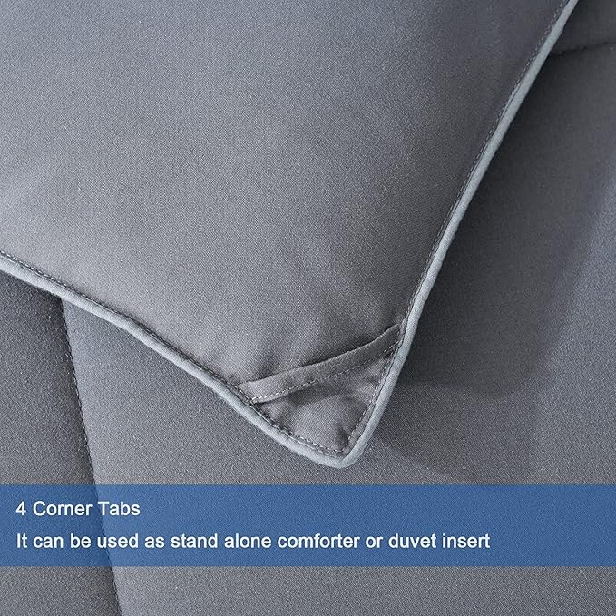 MAPLE DOWN Soft Oversized King Size Comforter Duvet Insert-Down Alternative Comforter Quilted with Corner Tabs-Lightweight Fluffy Breathable Machine Washable (Dark Gray, 110''x98'')