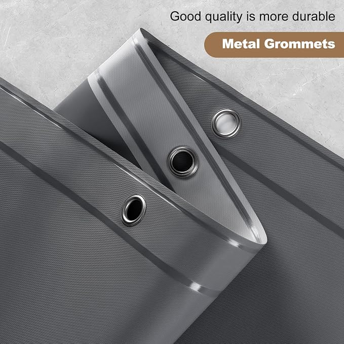 UFRIDAY Dark Grey Stall Shower Curtain Liner Premium PEVA 48 x72 inch,Heavy Duty Shower Curtain with 2 Weighted Magnets, Small Size Plastic Waterproof Grey Shower Curtains for Bathroom with 8 Hooks