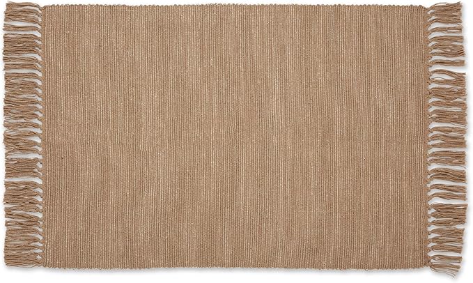 DII Woven Rugs Collection Ribbed Reversible Cotton, 2x3', Stone & Off-White