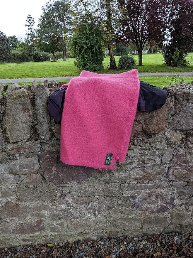 Biddy Murphy Ultra Soft Irish Mohair & Wool Throw Blanket, Made in Ireland, 54"x72", Solid Pink