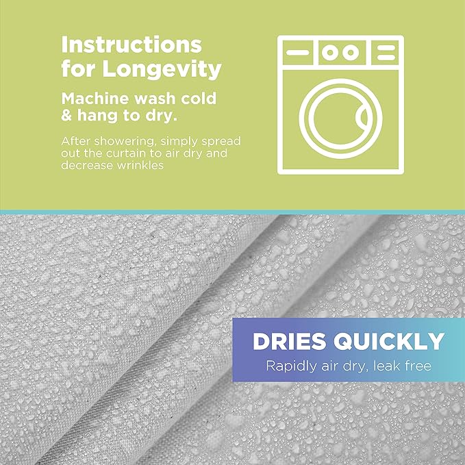 Organic Cotton Shower Curtain Liner - Durable and Breathable Standard Bathtub Shower Curtain - A Stylish Quality Bathroom Drape for Master Bath Tubs, Guest Bathrooms and Dorms - 70"x74", White