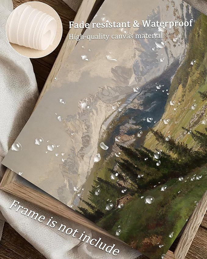 Nature Landscape Vintage Wall Art for Home Decor, Mountain View Canvas Wall Art, Farmhouse Muted Spring Summer Paintings Art Picture Aesthetic for Bedroom Bathroom Living Room Office Decor (8" x 10"-UNFRAMED)
