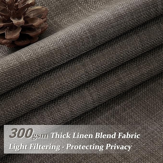 Chocolate Tart Pinch Pleated Curtains 2 Panels Set 90 Inches Long for Kids Room, Blackout Memory Trained Double Layer Thick Linen Soundproof Heat Blocking Nursery Coffee Windows Drapes 7-1/2 FT
