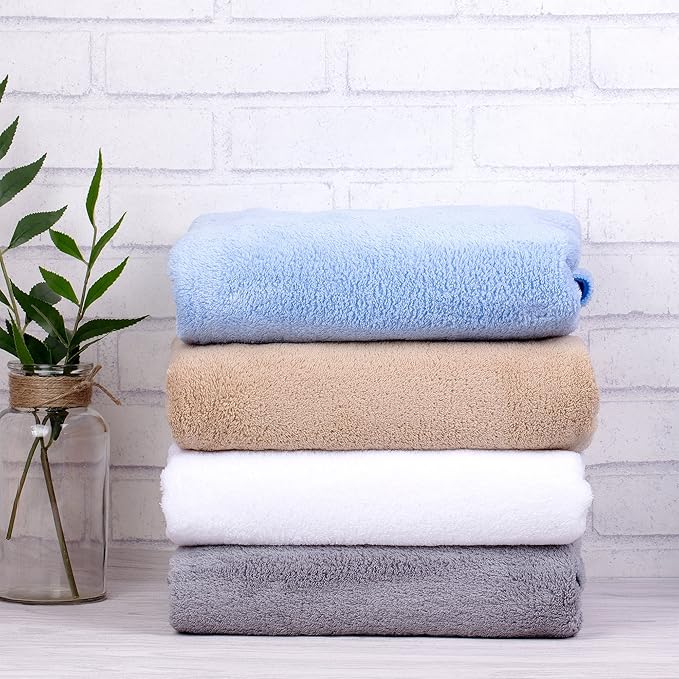 JML Luxury Hotel & SPA Bath Towels (2 Pack, 30"x60") - 350GSM High Density Fleece Towel Sets - Super Soft and Absorbent, Lint Free, Fade Resistant Oversized Bath Towel, Coral Fleece Camel
