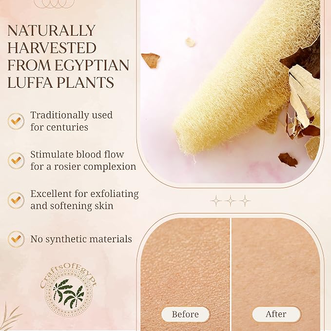 SERRENTO Loofah Body Scrubber, Natural Luffa Shower Sponge, 2 Count