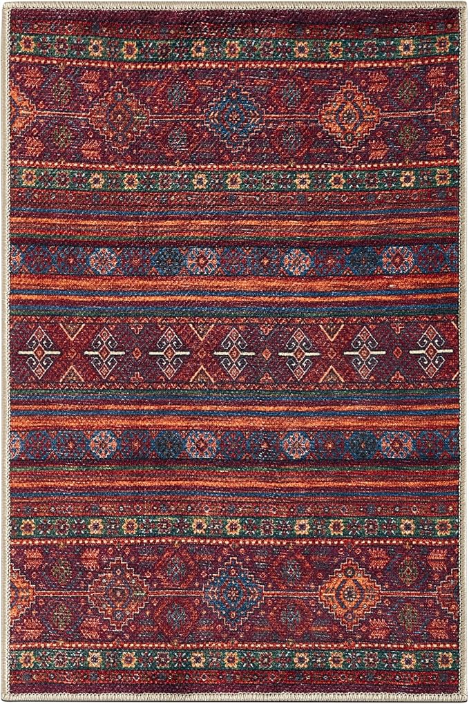 Keen Home Design 2x3 Rug - Machine Washable Entry Rug with Non-Slip Backing, Ideal for Enteryway, Kitchen, Bathroom, Laundry Room - Vintage, Easy Clean, Durable, Low Pile Rug - (2' x 3')
