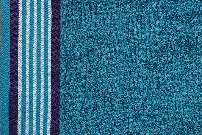 CASA COPENHAGEN He & She 6Pcs 100% Egyptian Cotton Large Designer Towels Gift Set- Indigo - Cyan, 550GSM, 2Bath 2Hand 2Washcloths, Bath Towels for Bathroom (Gift Set for Women & Men)