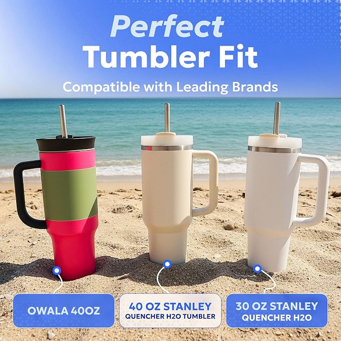 Made in USA Bywater Stainless Steel 12 Inch Straw Set of 2 Food Grade Premium Straws. Fits Stanley, Yeti Straw Lid, Owala and Many Others With Standard Straws. DOES NOT FIT FLIP STYLE LIDS