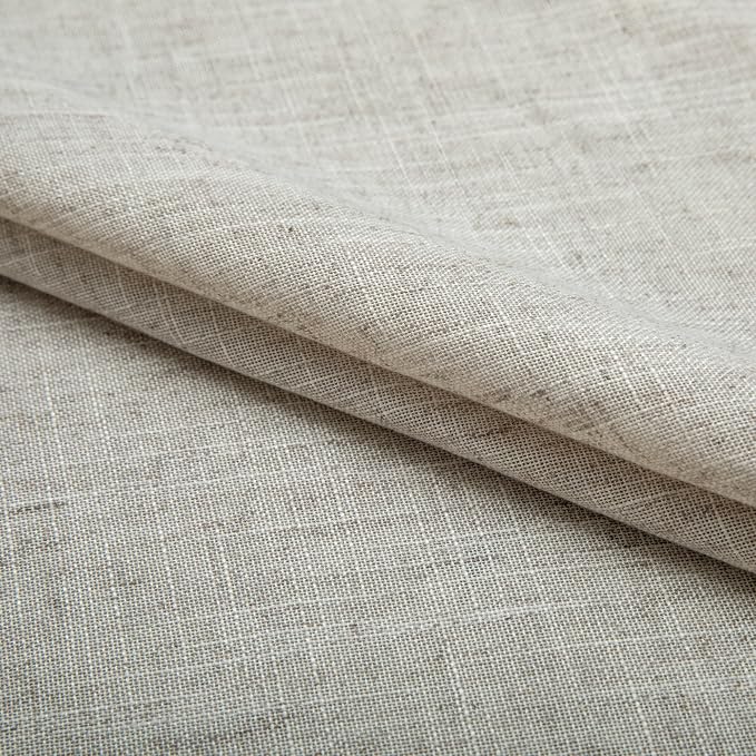 Pitalk Beige Linen Curtains 94 Inches Long 2 Panel Set for Living Room Grommet Eyelet Top Light Filtering Semi Sheer Privacy Puddle Length Long Curtain Drapes for Bedroom 52 x 94 Length