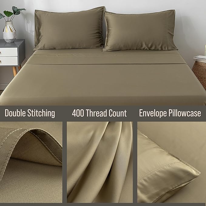 BELLA COTERIE | Luxury Bamboo Viscose Queen Size Pillowcase Set | 100% Organically Grown | Ultra Soft | Cooling | 2 Pcs [Olive]